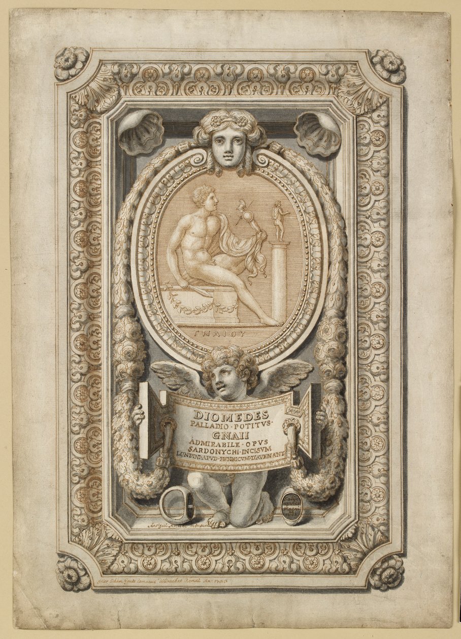 Diseño para una gema grabada en un entorno ornamental de Girolamo Odam