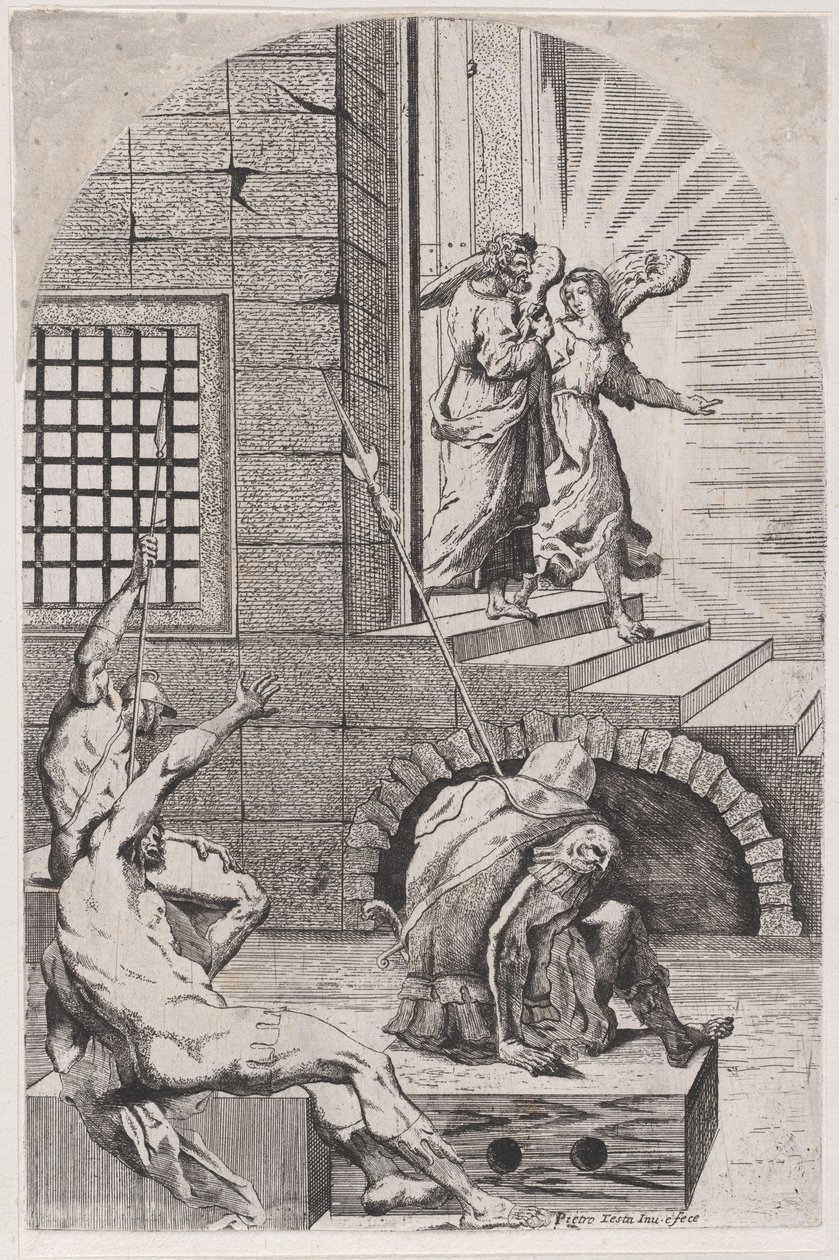 San Pedro liberado de la prisión por el ángel de Girolamo Pedrignani