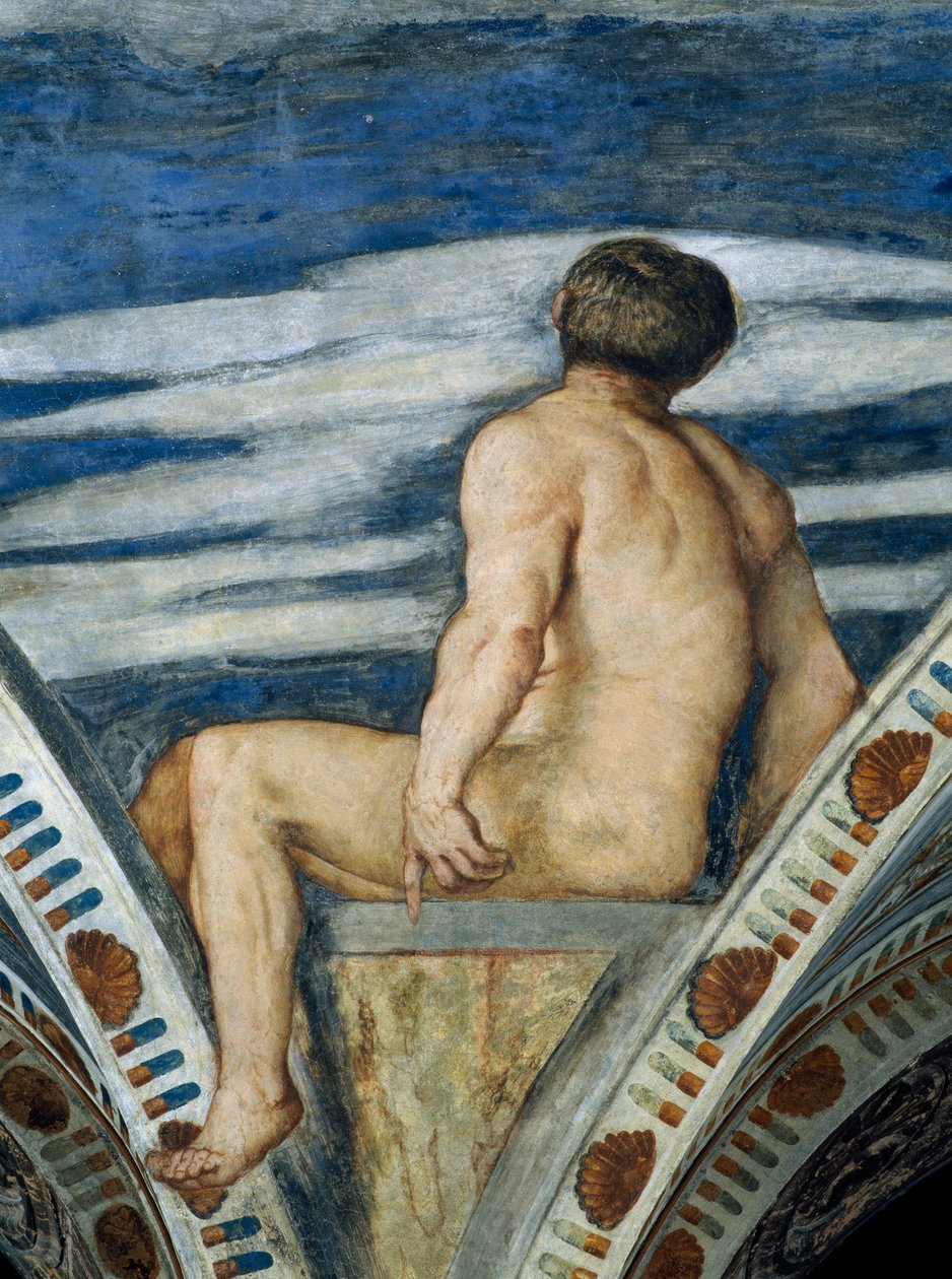 Desnudo masculino, detalle de frescos de Girolamo Romanino, encargado por Bernardo Clesio de Girolamo Romanino