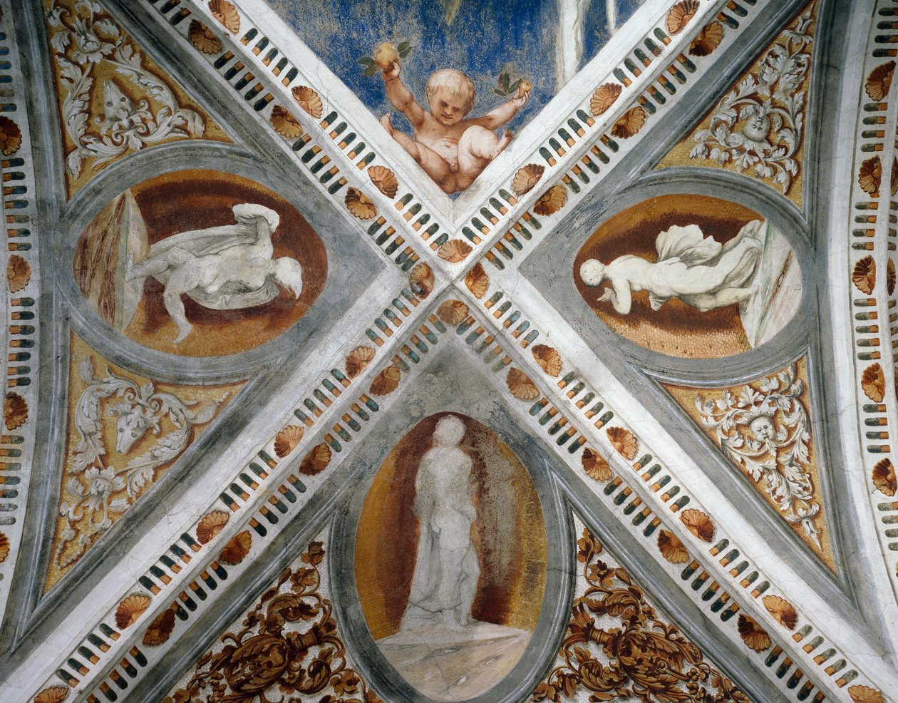 Nichos de mosaico y estatuas (detalle) de Girolamo Romanino