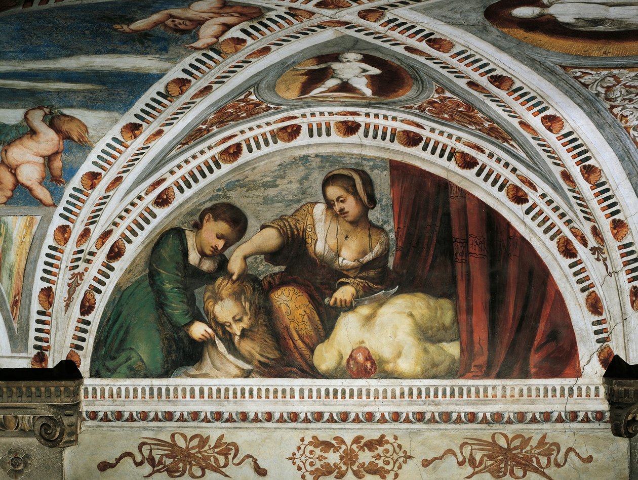 Historia de Judith y Holofernes, Detalle de los frescos de Girolamo Romanino (ca. 1484-después de 1559), Encargado por Bernardo Clesio de Girolamo Romanino