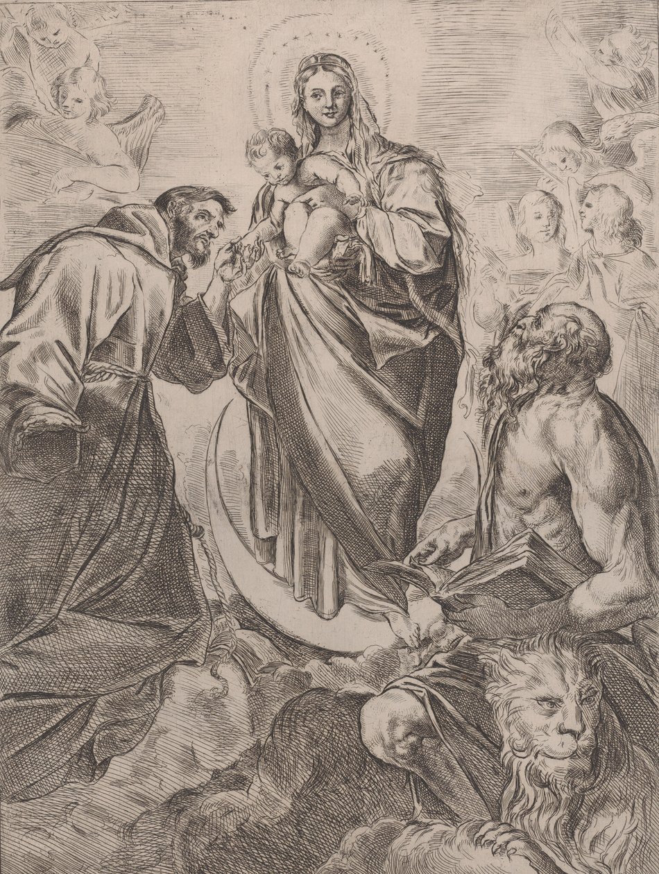 La Virgen con los santos Jerónimo y Francisco de Girolamo Rossi