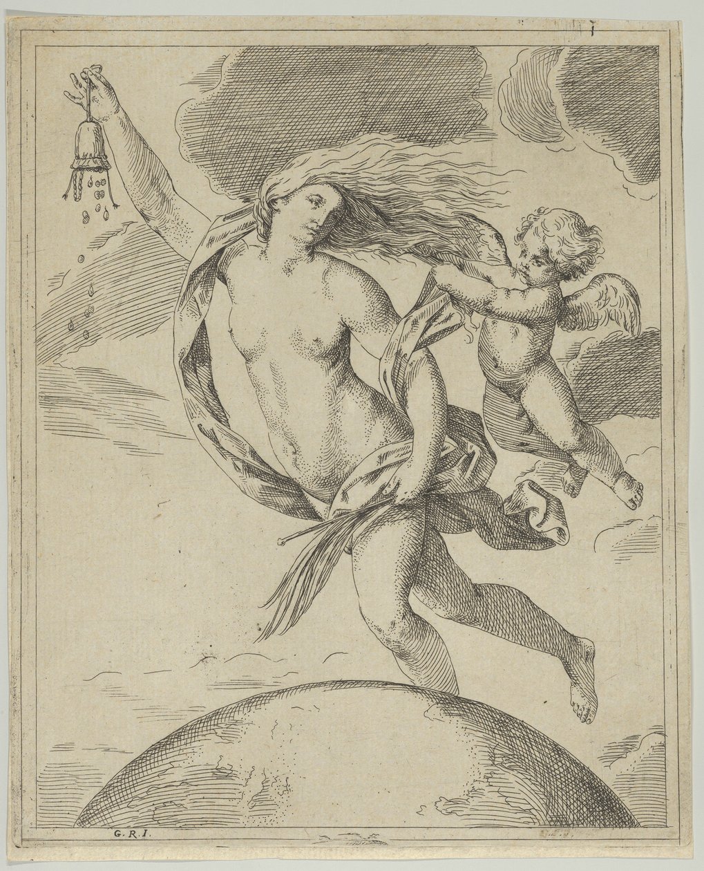 La fortuna volando sobre el globo de Girolamo Scarsello