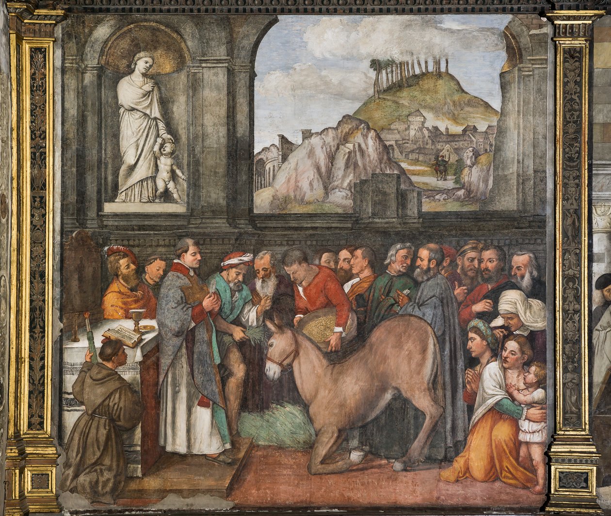 El milagro de la mula, la Muralla Norte, Escuela del Santo, detalle de 2195188 de Girolamo Tessari