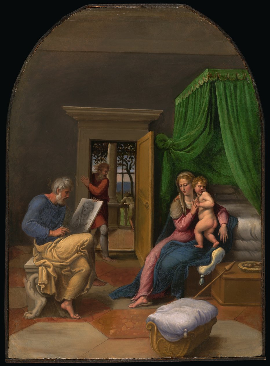 San Lucas dibujando a la Virgen y el Niño Jesús de Girolamo da Carpi