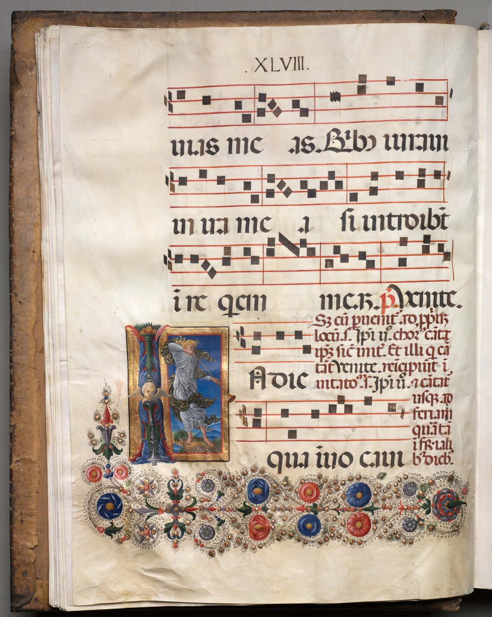 Antifonario: Inicial, ángel, c. 1470-1480 de Girolamo da Cremona