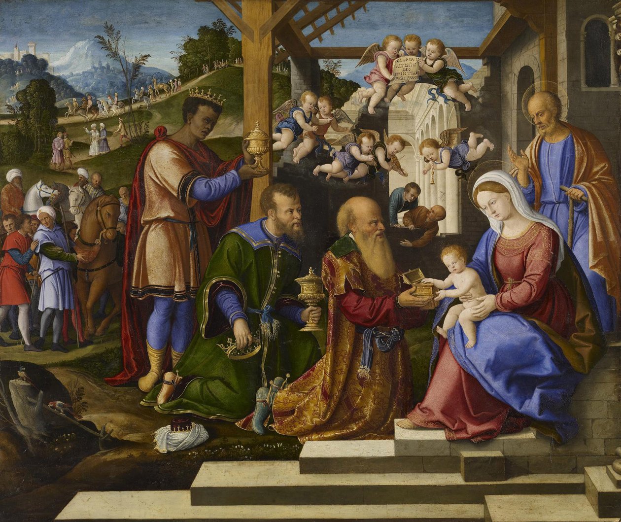La adoración de los tres reyes, c.1525-1530 de Girolamo da Santacroce