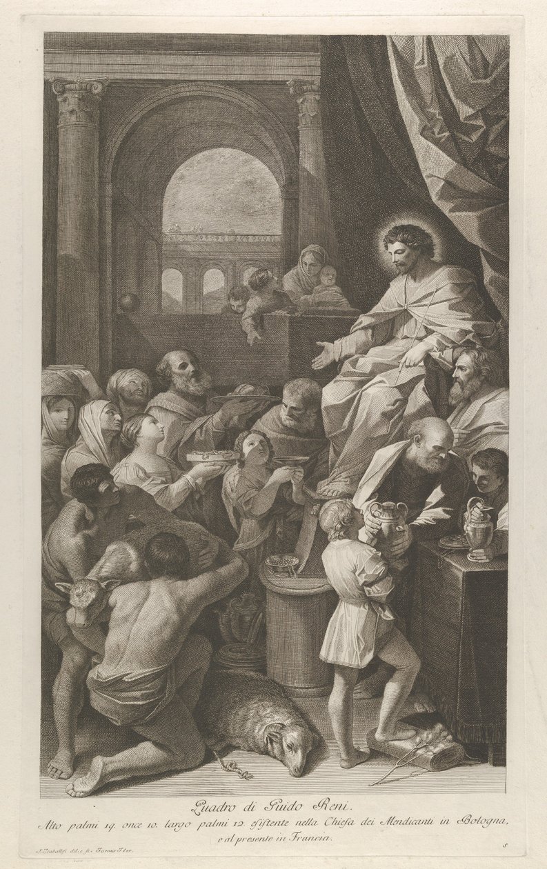 San Job sentado a la derecha recibiendo los regalos del pueblo, ca. 1760-1800 de Giuliano Traballesi