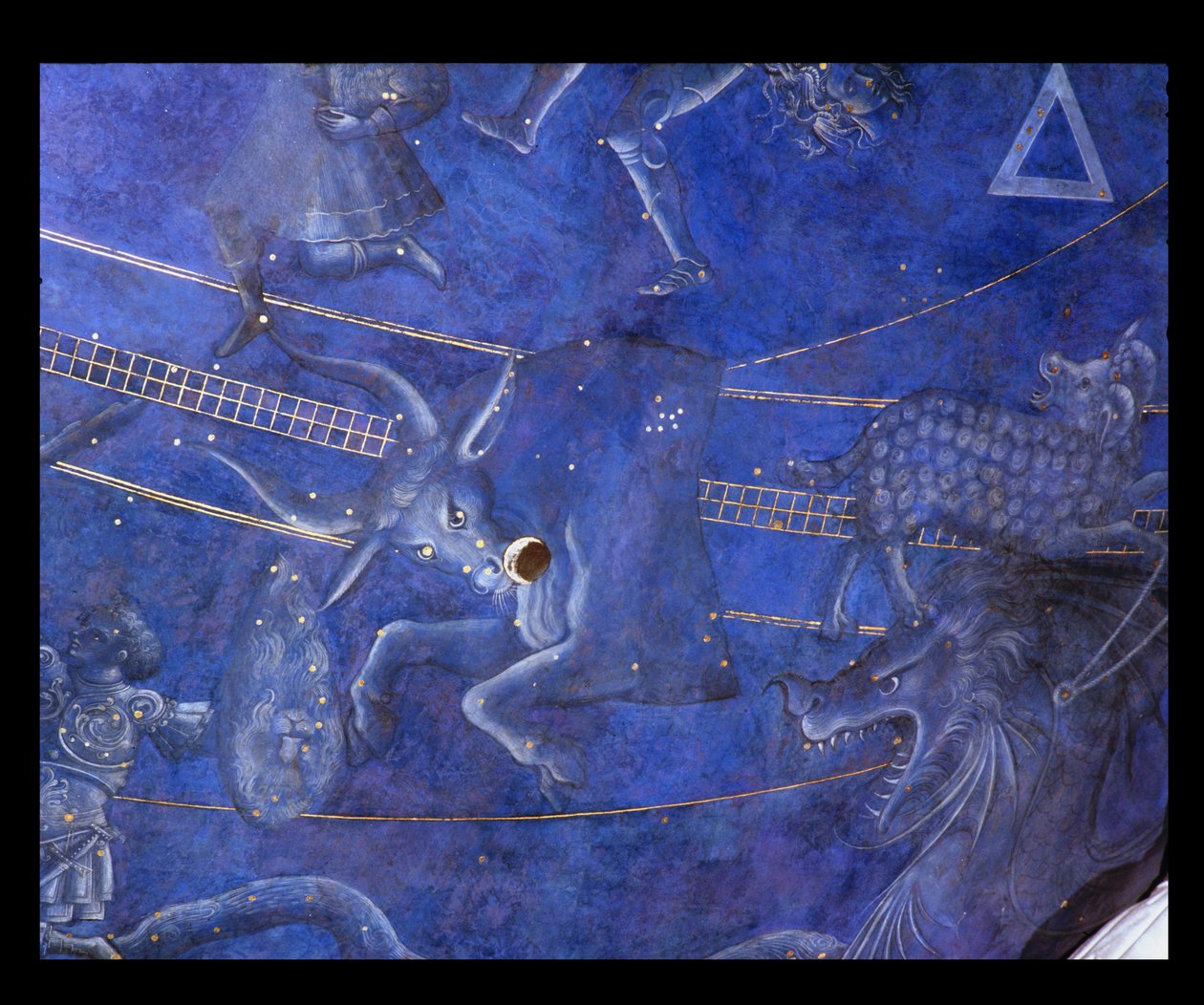 El camino del sol a través de las estrellas en la noche del 4 de julio de 1442 (detalle de Tauro) de Giuliano dArrighi Pesello