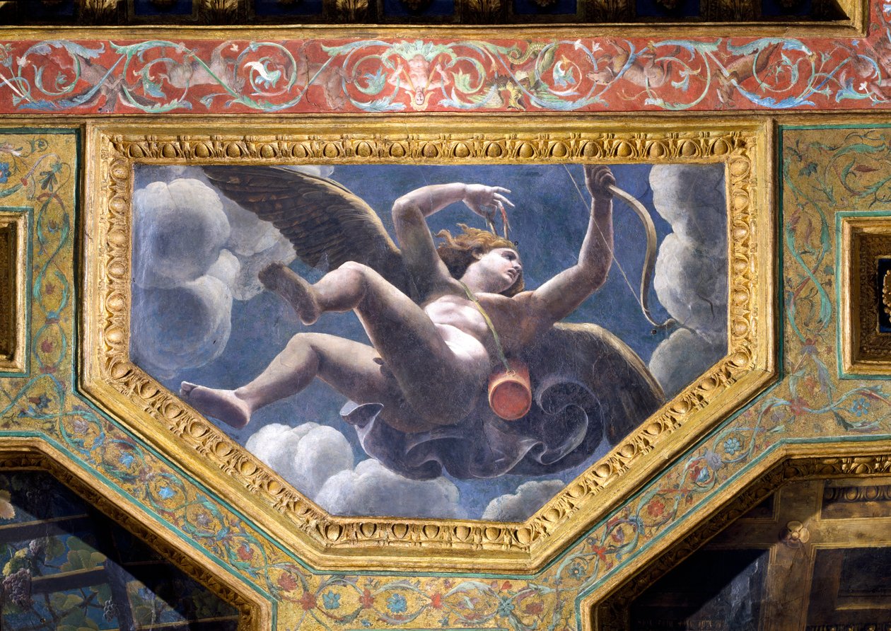 Cupido, casetón del techo de la Sala de Amor y Psique, 1528 de Giulio Romano