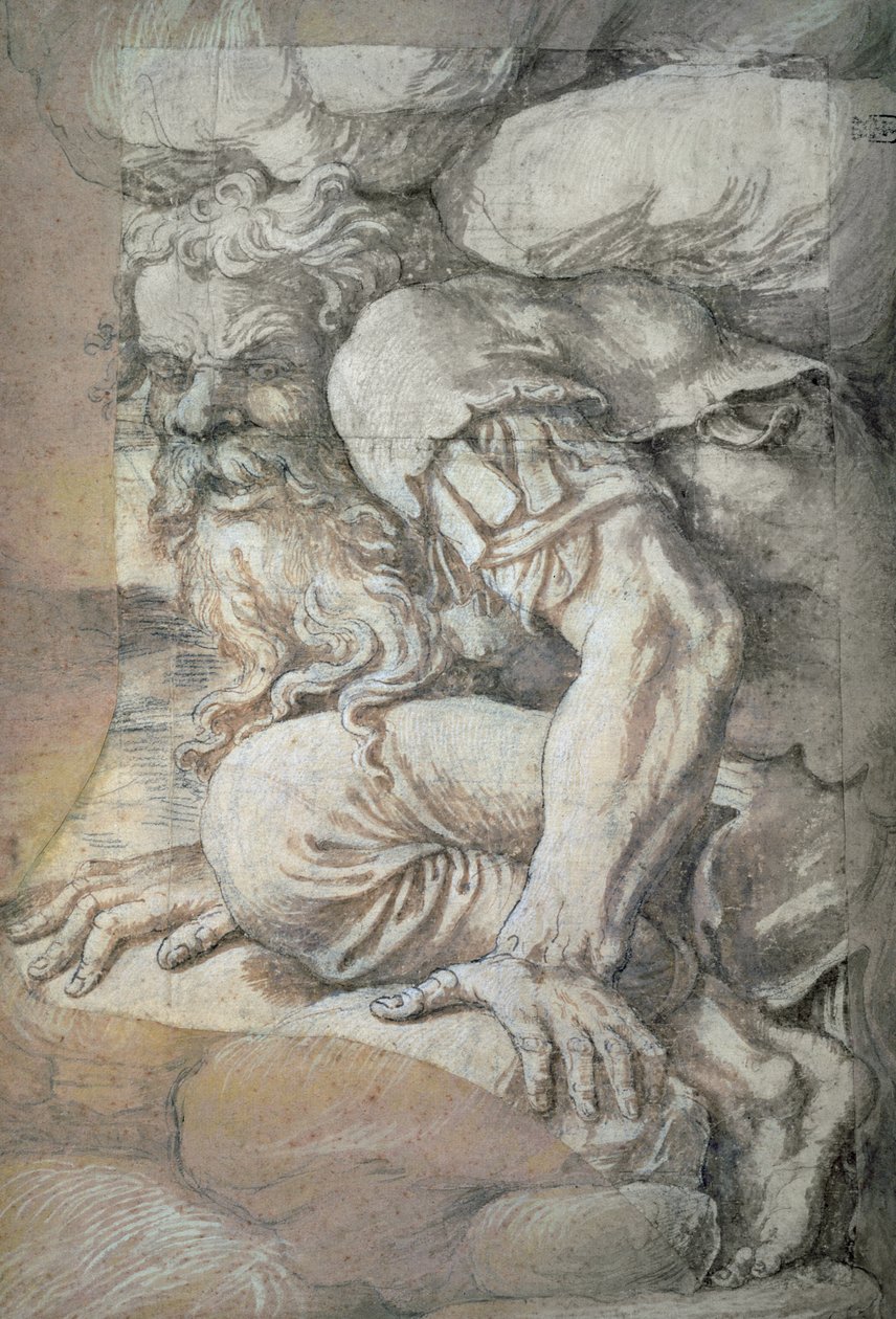 Gigante, boceto para el fresco de la Caída de los Gigantes, Palazzo del Te, Mantua, 1531-32 de Giulio Romano