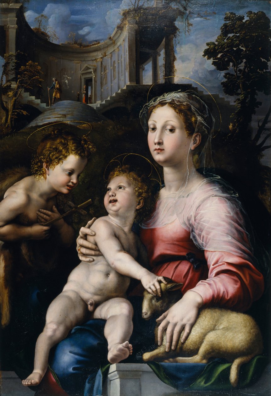 La Madonna y el Niño con San Juan Bautista de Giulio Romano