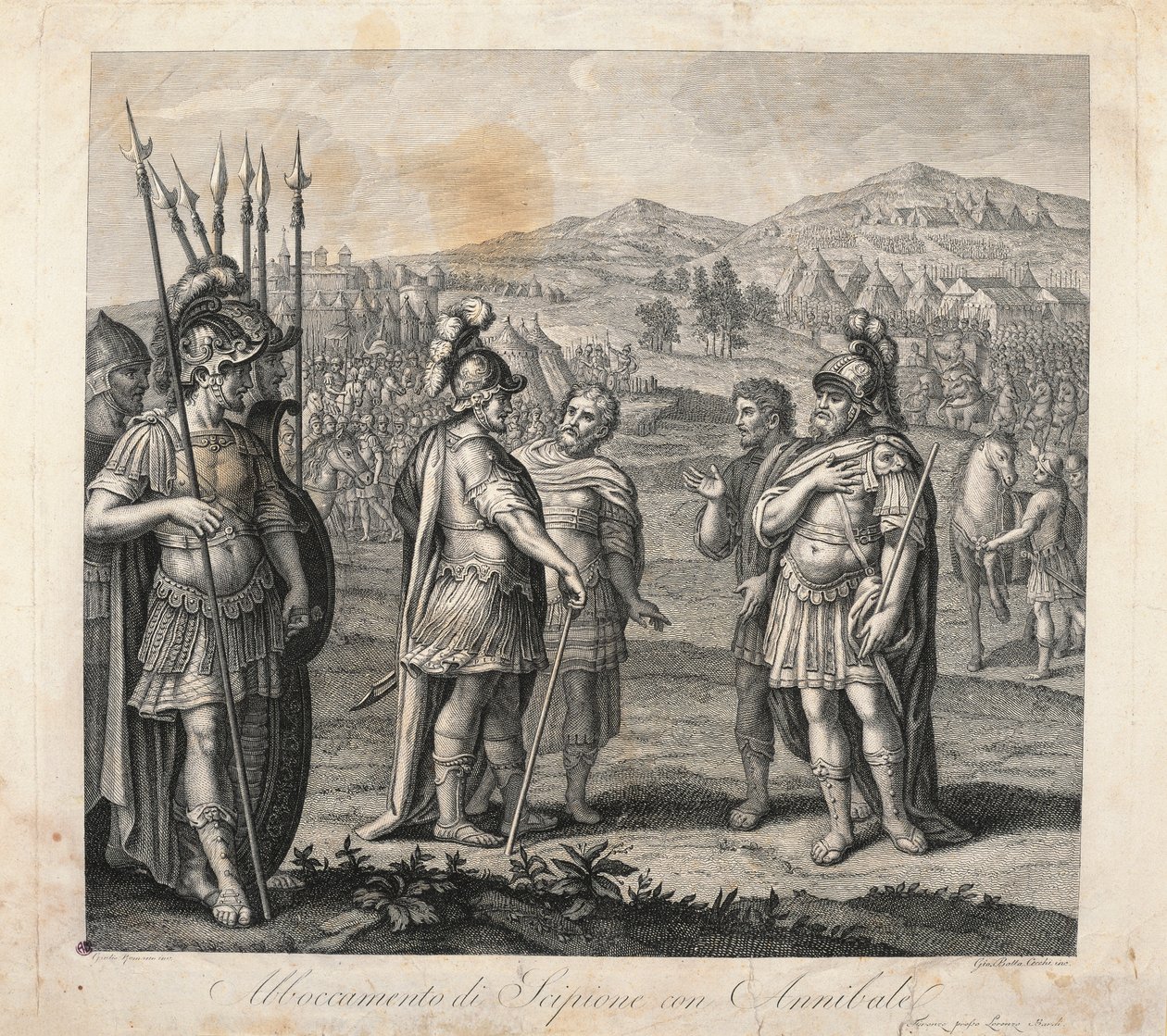 Encuentro entre Aníbal y Escipión durante las Guerras Púnicas de Giulio (after) Romano