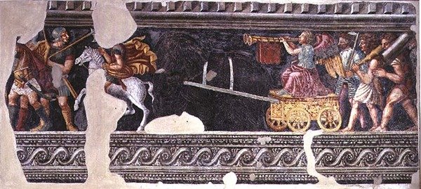 Fragmento de una escena de un triunfo de Giulio (school of) Romano