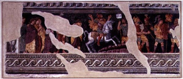 Fragmento de una escena de un triunfo de Giulio (school of) Romano