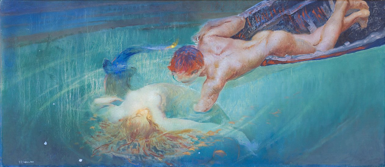Sirena o abismo verde, c.1900 (óleo sobre lienzo) de Giulio Aristide Sartorio