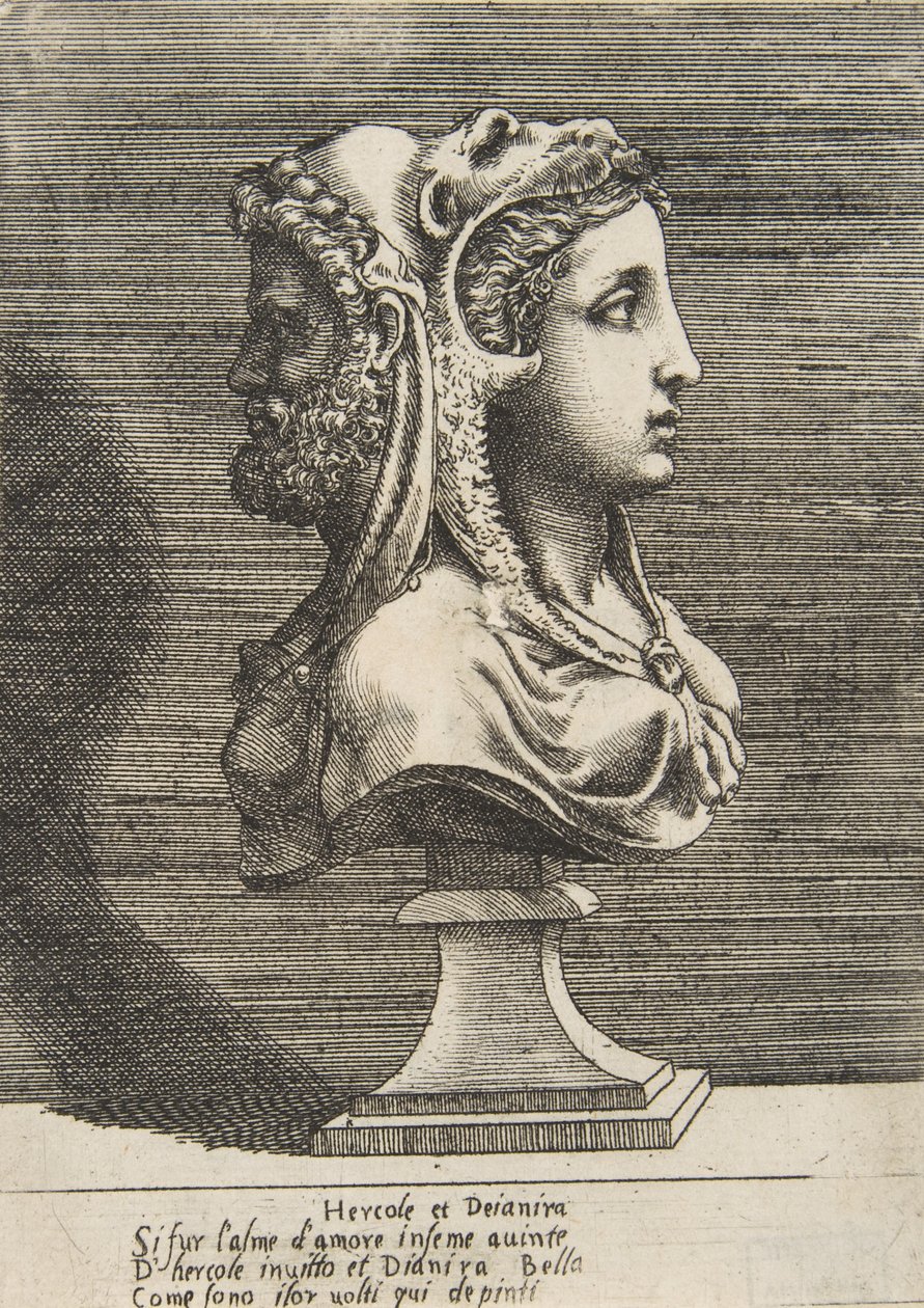 Busto de Hércules y Dejanira, ca. 1531-76 de Giulio Bonasone