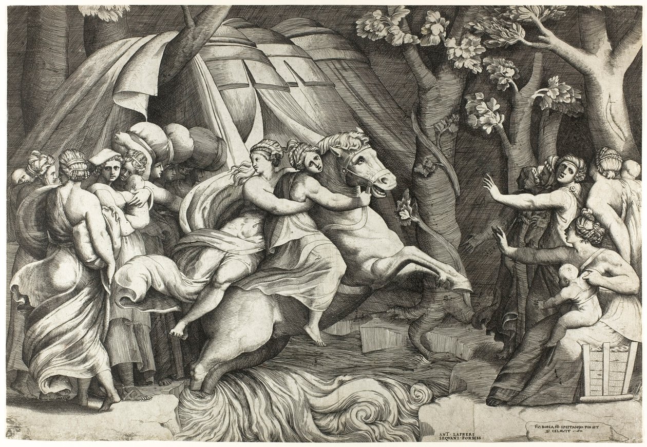 Cloelia cruzando el Tíber de Giulio Bonasone