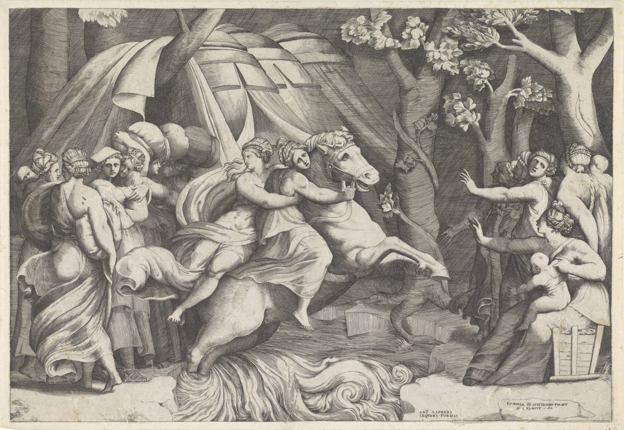 Cloelia cruza el Tíber de Giulio Bonasone