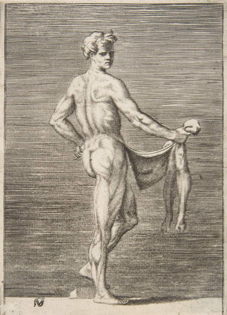 Hombre desollado visto desde atrás, 1531-76 de Giulio Bonasone