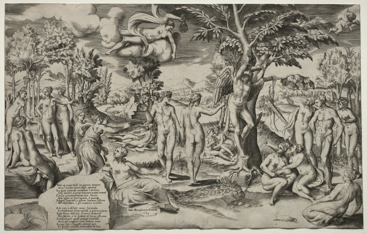 Amor en los Campos Elíseos, 1563 de Giulio Bonasone