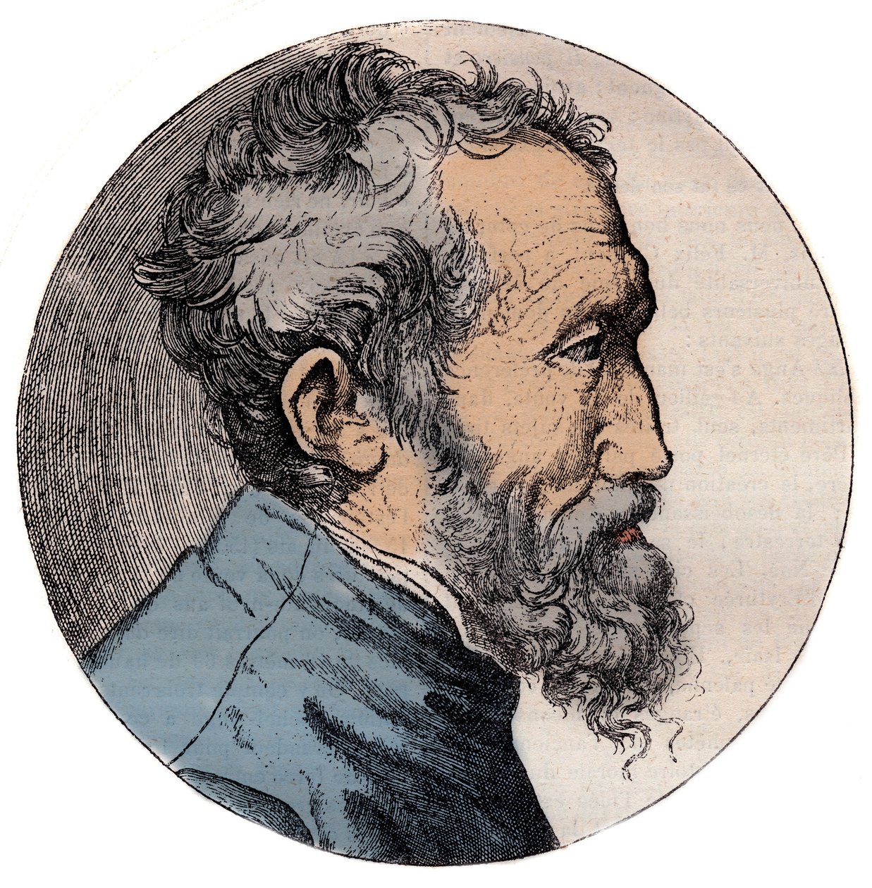 Retrato de Miguel Ángel Buonarroti, escultor italiano de Giulio Bonasone