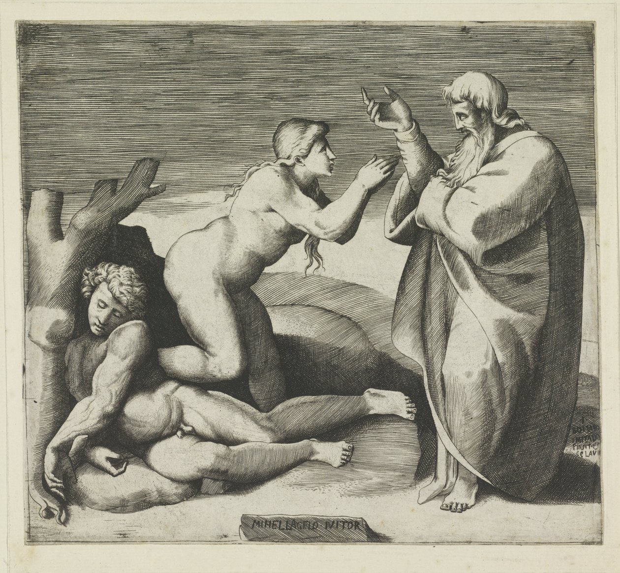 Creación de Eva de Giulio Bonasone