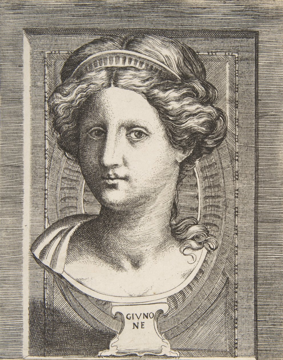 Cabeza esculpida de Juno, ca 1531-76 de Giulio Bonasone