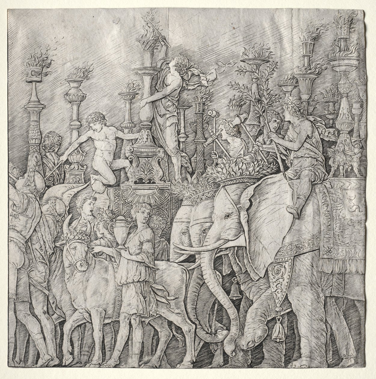 Los triunfos de César: Los elefantes, c. 1485-1490 de Giulio Campagnola