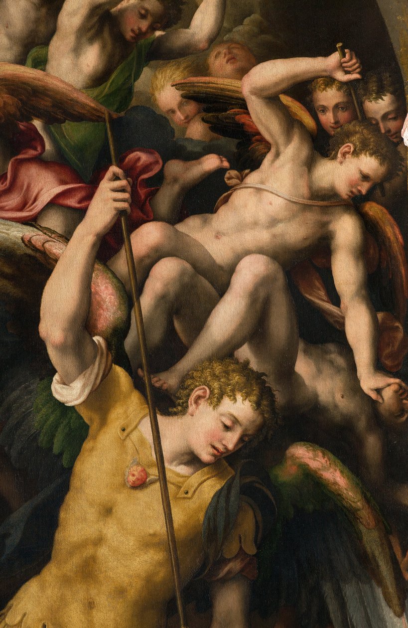 Transepto Norte, Altar de San Miguel Arcángel, Arcángel Miguel matando al malvado, (detalle) de Giulio Campi
