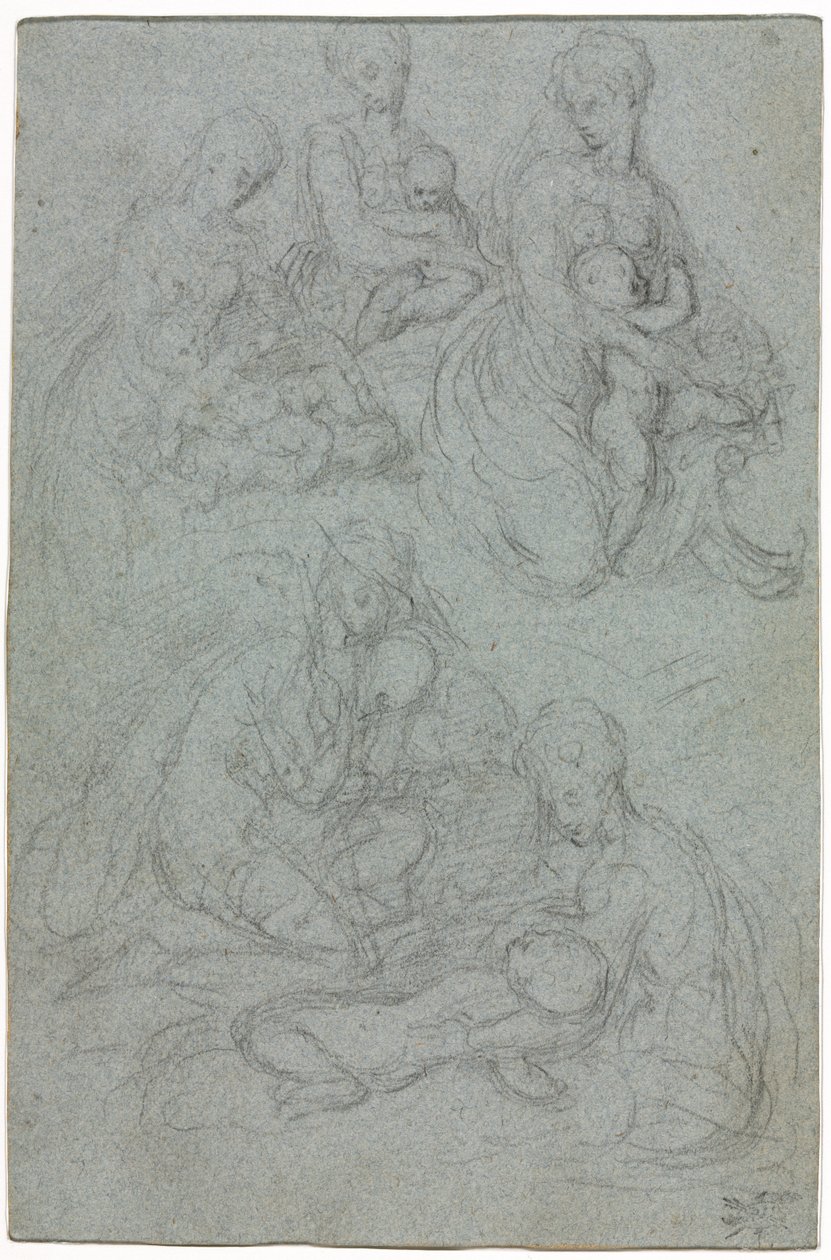 Bocetos de la Virgen y el Niño, segunda mitad del siglo XVI de Giulio Campi