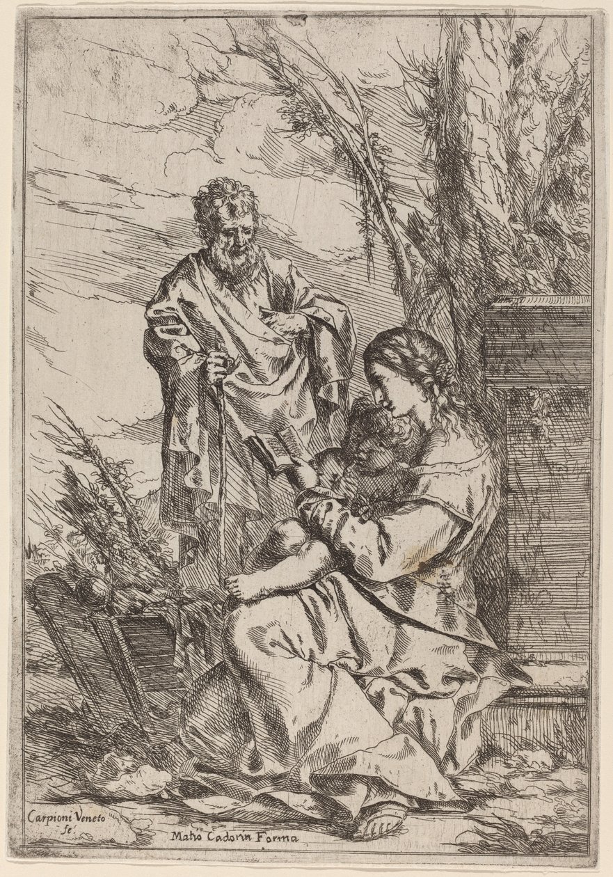 Sagrada Familia con la Virgen leyendo de Giulio Carpioni