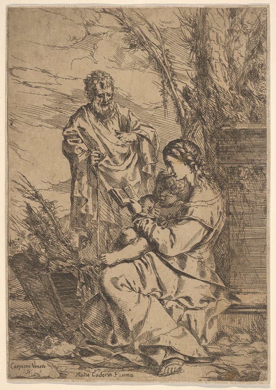 Sagrada Familia con la Virgen leyendo de Giulio Carpioni