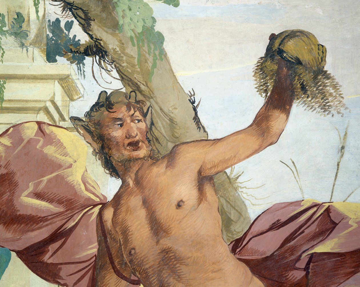 Ninfa Córcega perseguida por Sátiro que le arranca la peluca por Giulio Carpioni de Giulio Carpioni