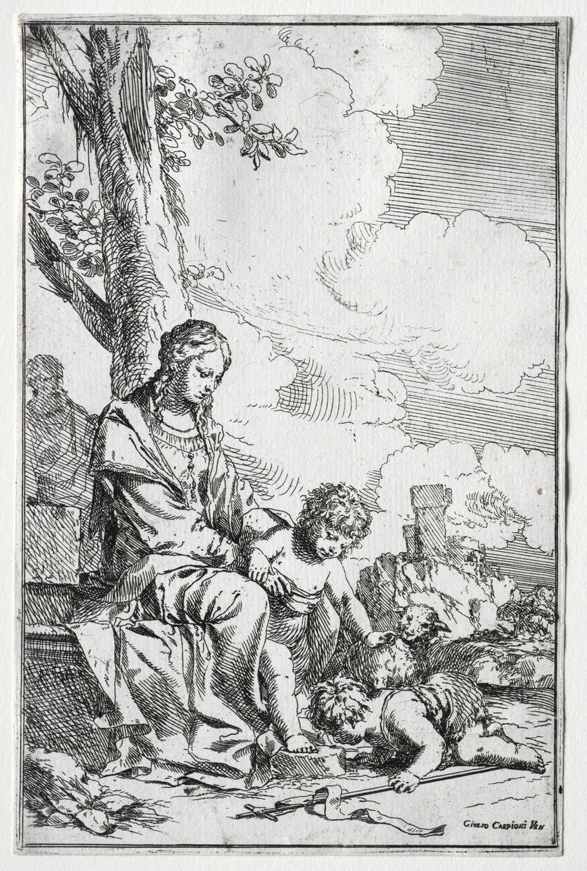 Sagrada Familia con el Niño San Juan de Giulio I Carpioni