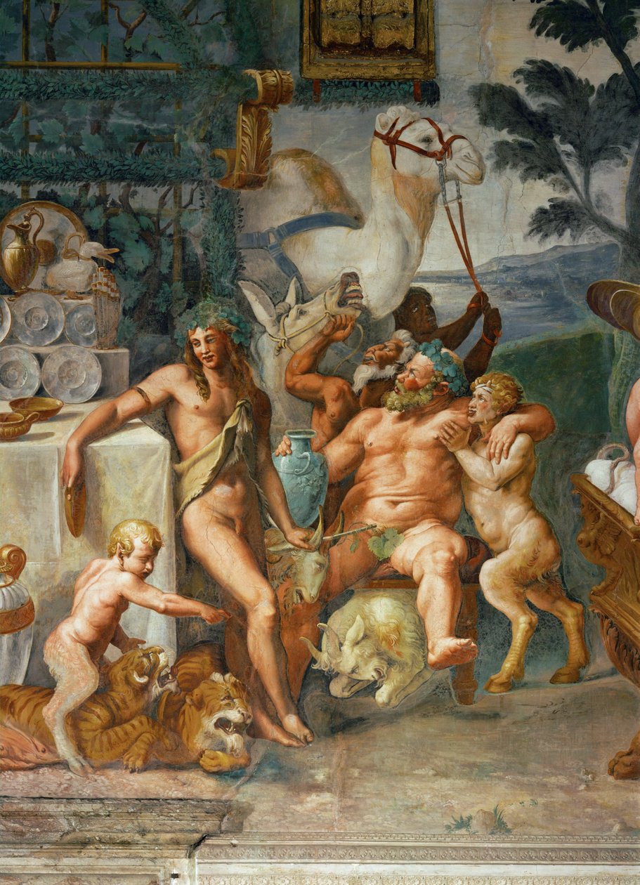 Bacanal - banquete de los dioses (fresco) de Giulio Romano