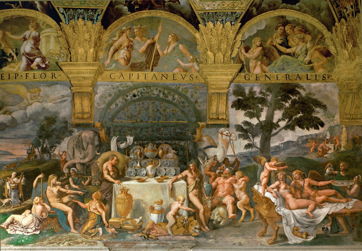 Bacanalia, de la Sala del Amor y Psique (fresco) de Giulio Romano