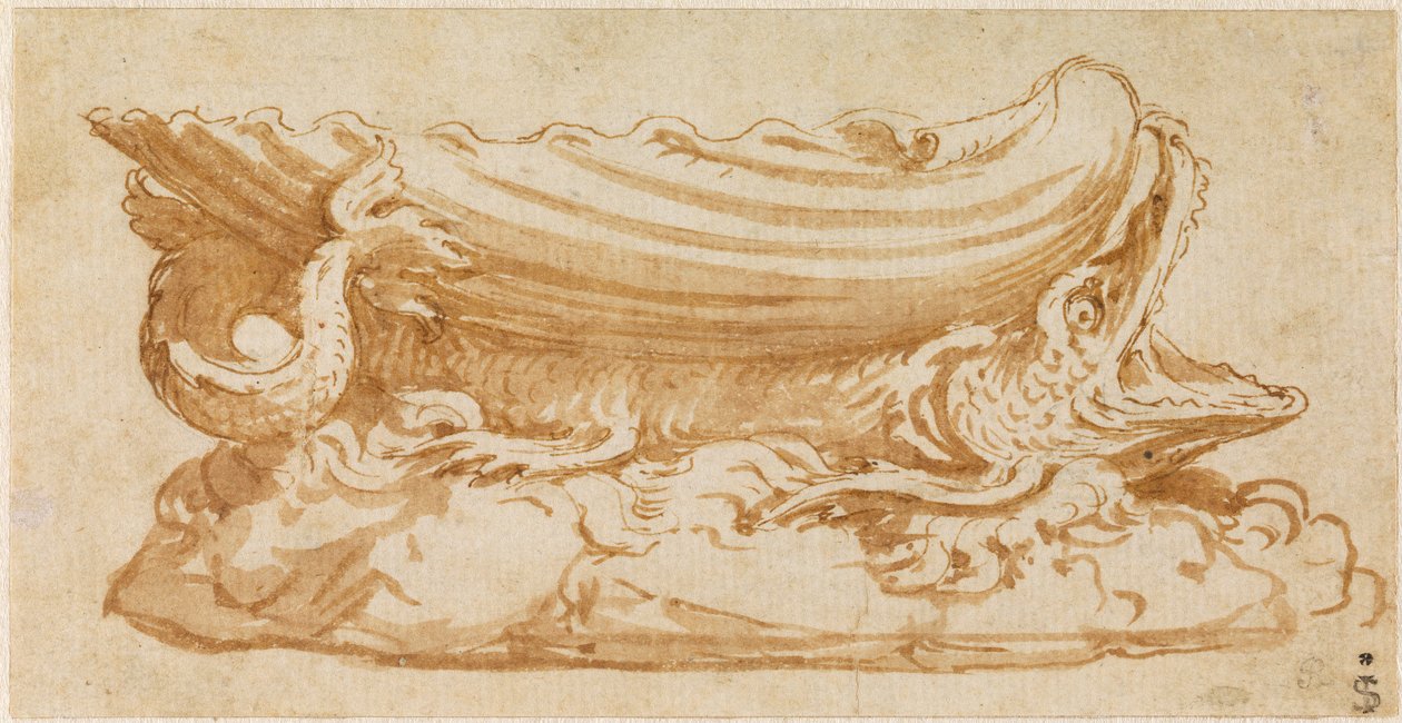 Diseño para un salero de plata de Giulio Romano