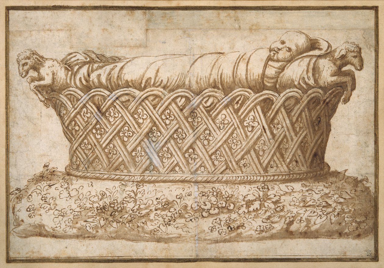 Diseño para la tumba de un infante de Giulio Romano