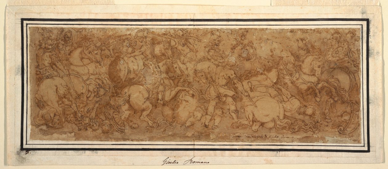 Dibujo, Escena de batalla, 1524-46 de Giulio Romano
