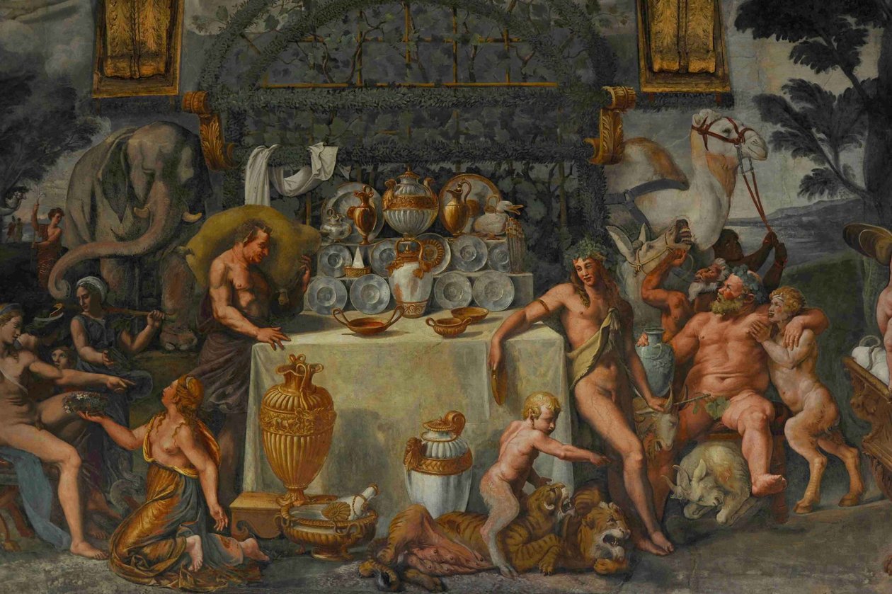 Detalle de fresco de la Cámara de Amor y Psique de Giulio Romano