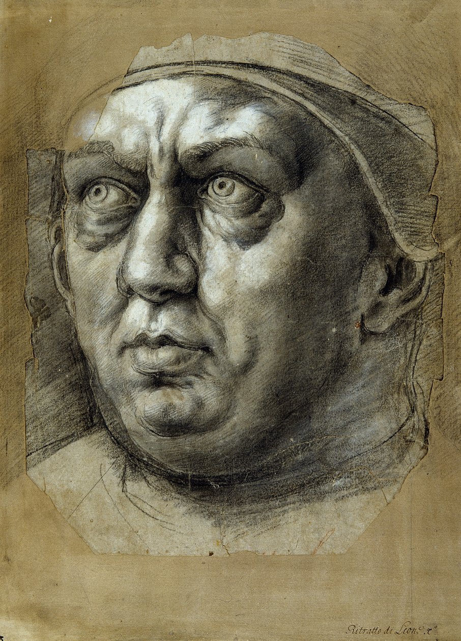 Cabeza del Papa León X de Giulio Romano
