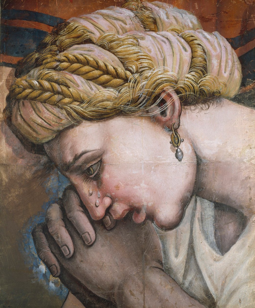 Cabeza de una madre de la Matanza de los Inocentes de Giulio, Romano