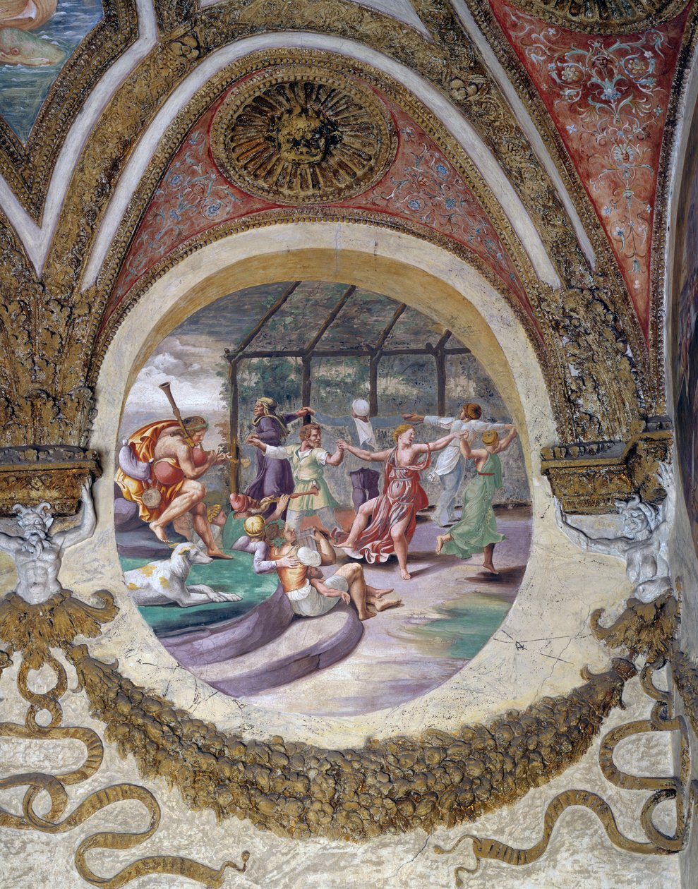 Uno de los frescos de la Cámara de los Vientos o del Zodiaco de Giulio Romano