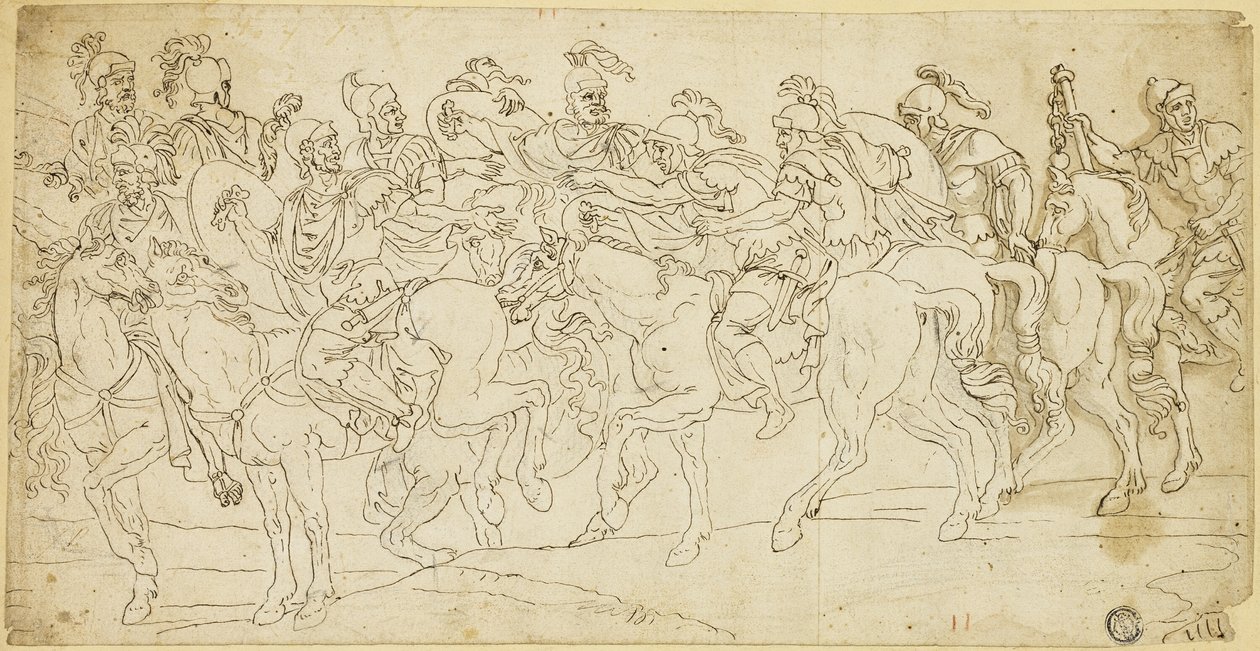 Caballería romana en marcha de Giulio Romano