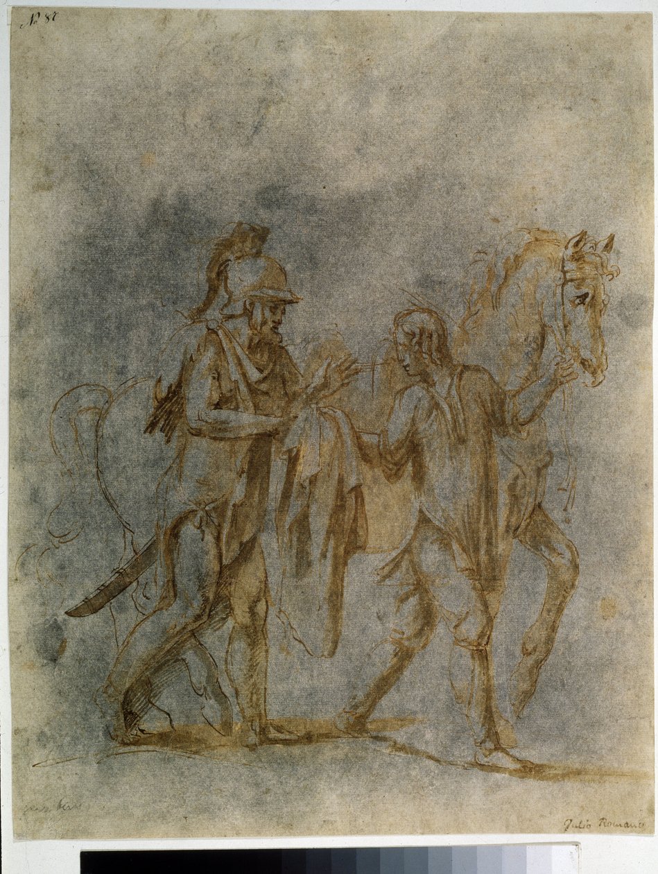 ""San Martín y el mendigo"" (San Martín y un mendigo) Acuarela y tinta de Giulio Pippi De