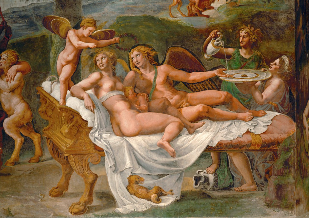 Los amantes (fresco) de Giulio Romano