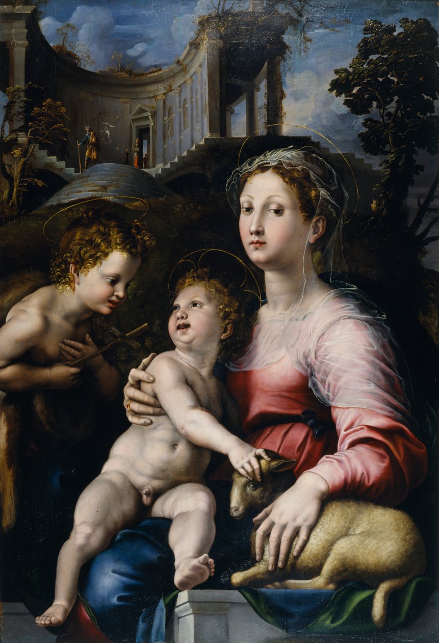La Virgen con el Niño y san Juan Bautista de Giulio Romano