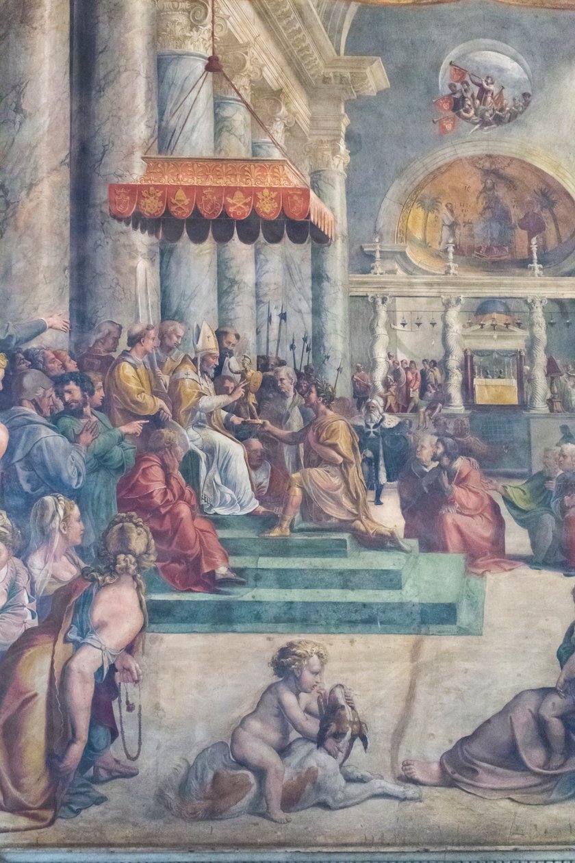 La donación de Roma, detalle de Giulio Romano
