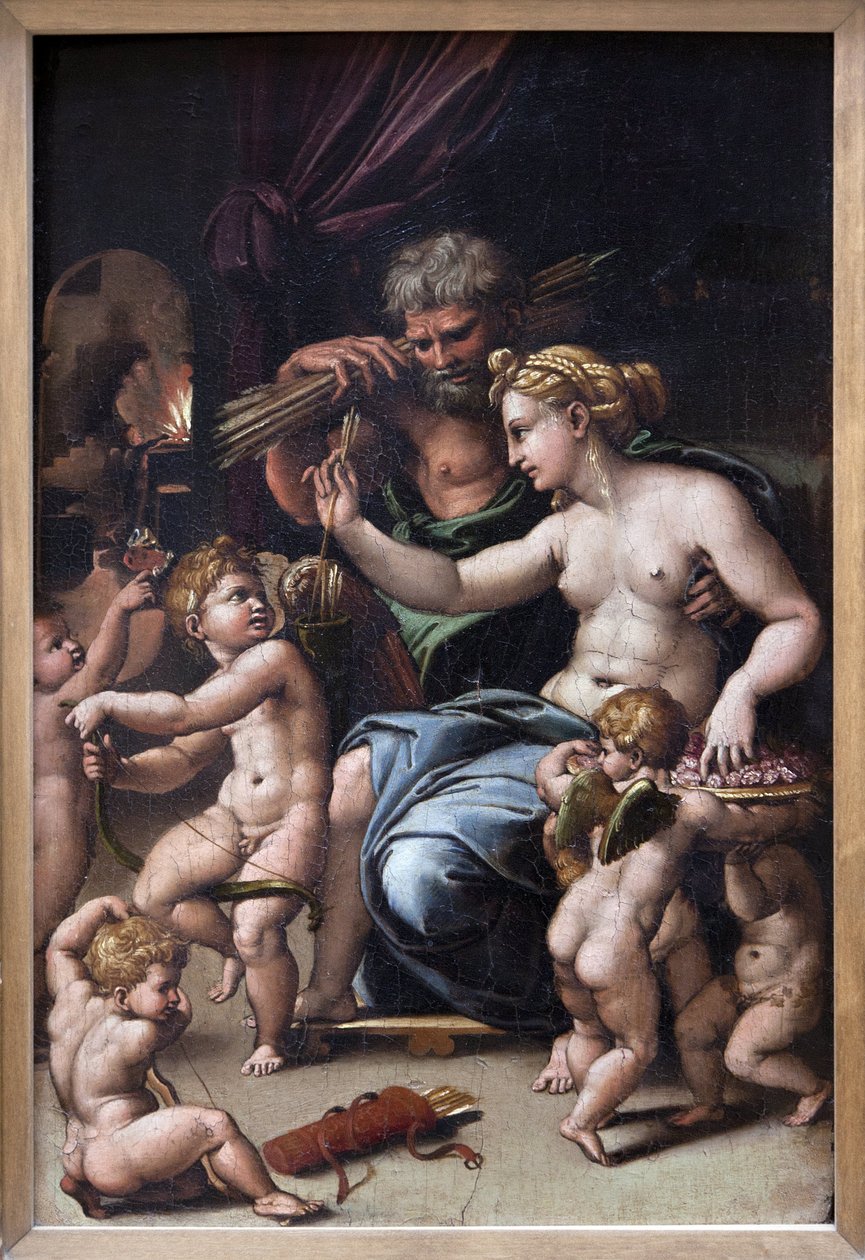 Venus y Vulcano (óleo sobre lienzo) de Giulio Romano